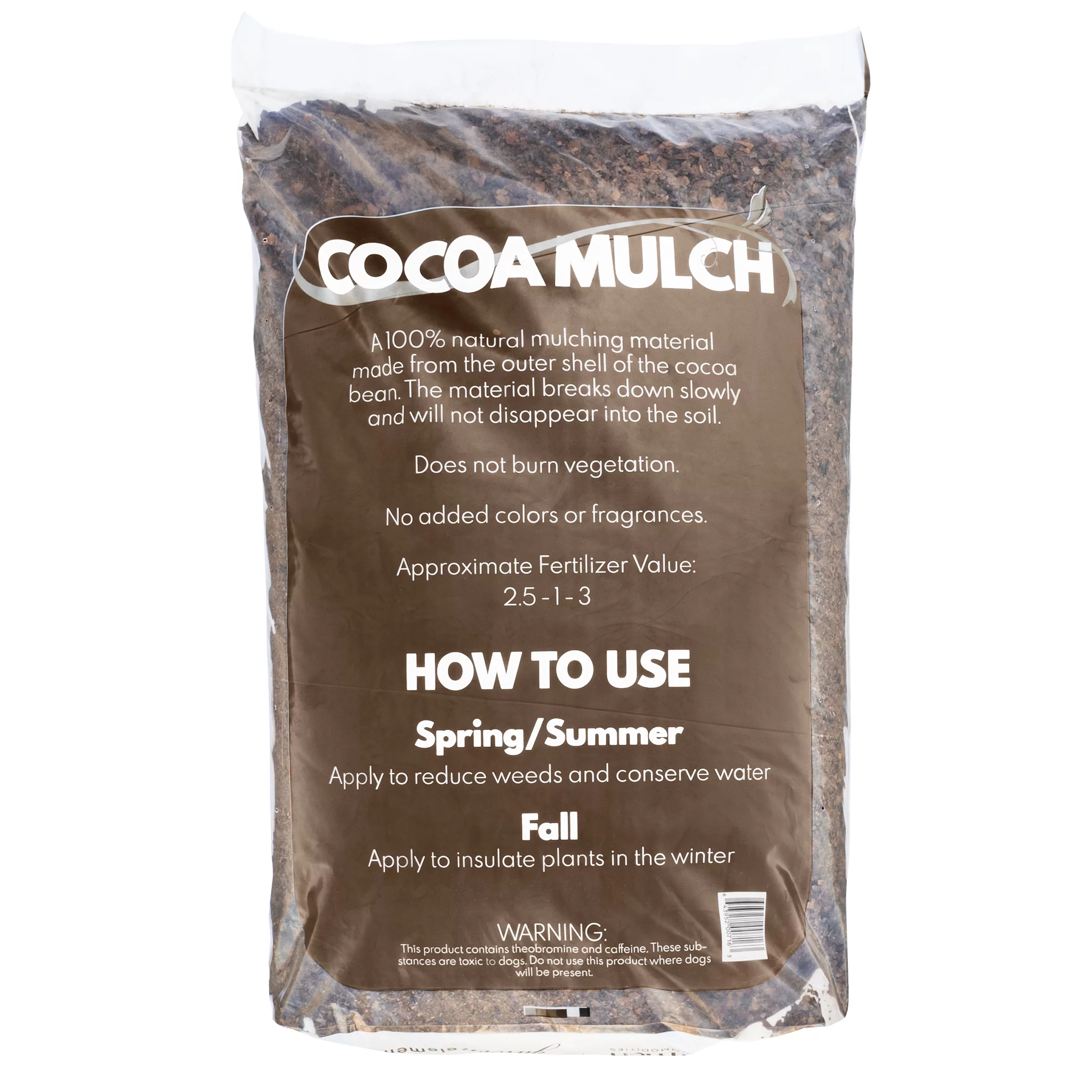 Garden Elements 100% Natural Cocoa Bean Shell Mulch for Gardens, Flower Beds, Potted Plants, Mulching 2 CF Bag