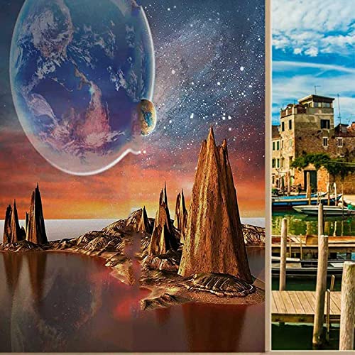 one Way Window Film Privacy Day and Night Earth Blue Glass Sticker Home Adorn Display Door for Bathroom Office Living Room,23.6 inch by 35.4 inch