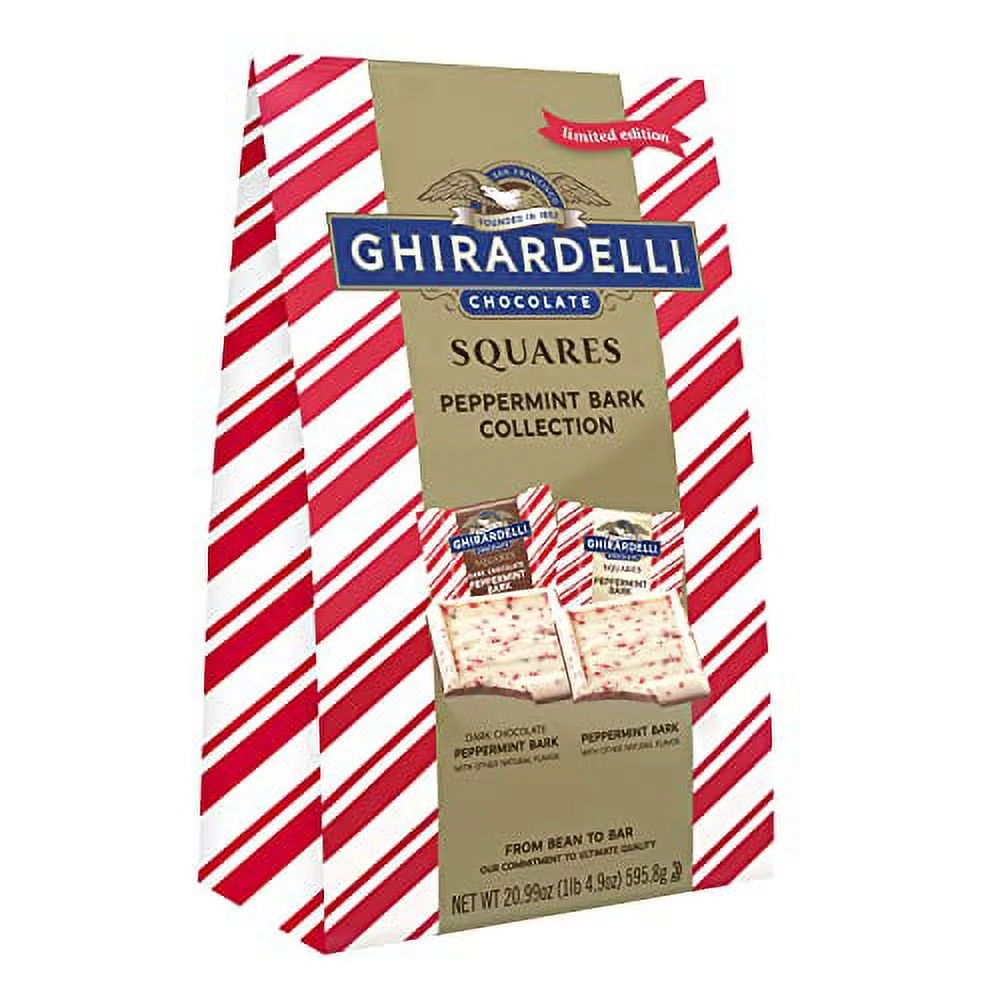GHIRARDELLI Chocolate Squares, Peppermint Bark Assorted Chocolates, 20.99 OZ Bag,(packaging may vary) Milk Chocolate XXL 1.31 Pound (Pack of 1)