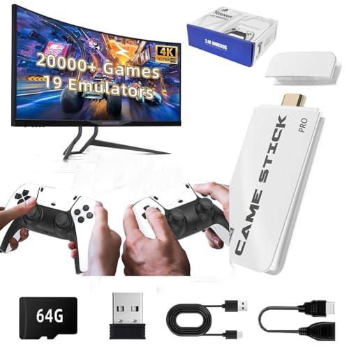 Wireless Retro Game Console,Plug and Play Video Retro Gaming Console with Built-in 20000+ Games and Dual 2.4G Wireless Controller Gamepad, 4K HDMI Output Classic TV Video Games