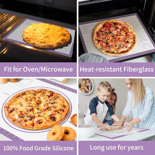 Silicone Baking Mat, Non Stick Silicone Pastry Mat with Measurement, Dough Rolling Mat, Silicone Kitchen Mat for Counter Fondant Mat Macaron Bread Mat for Baking Pizza and Cookies Pie Crust Oven Liner