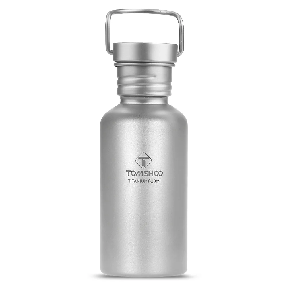 600ml Full Titanium Water Bottle with Extra Lid Ultralight Outdoor Camping Hiking Cycling Water Bottle
