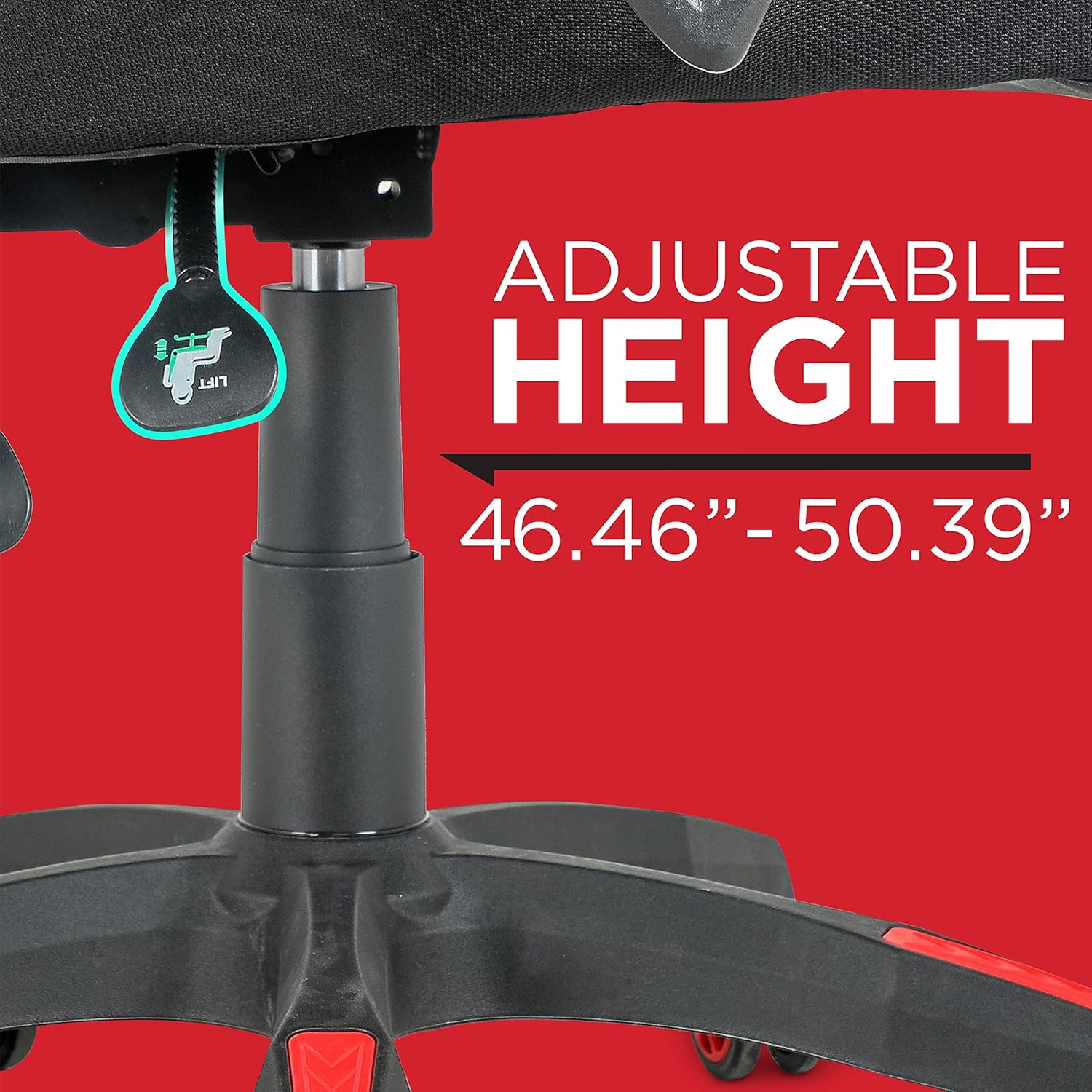 Reclining mesh Fabric Gaming Chair with Hinged Armrests, Black/Red