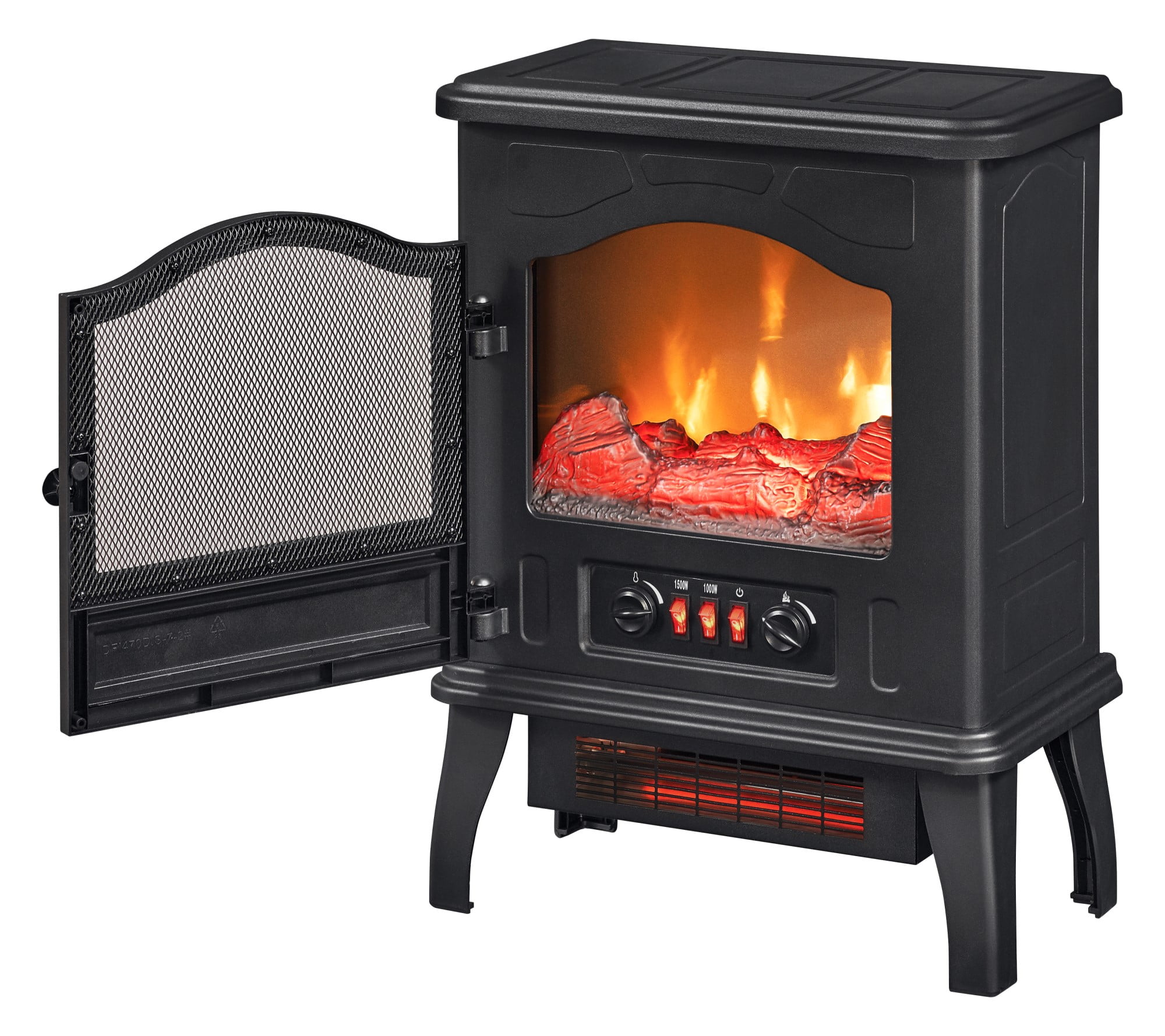 ChimneyFree Powerheat Infrared Quartz Electric Stove Heater, 1500W, Black