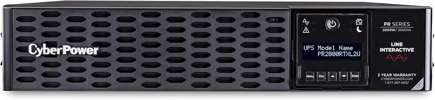 CyberPower PR750RTXL2U Smart App Sinewave UPS System, 750VA/750W, 8 Outlets, 2U Rack/Tower, AVR, EBM Option