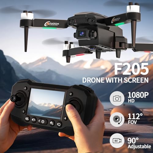 Drone with Camera for Adults, 1080P HD Drones with LCD Screen Controller with 8GB SD Card, Brushless Motors Quadcopter for Beginners, Stable Hover, Waypoint Fly, One-Key Takeoff/Landing