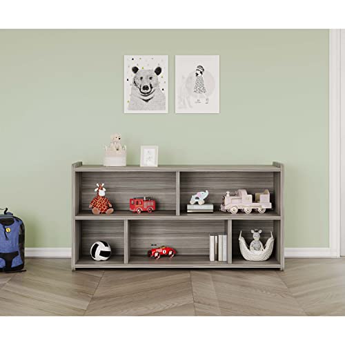 Toddler 5-Compartment Storage Cubby Shelf - Wooden Book and Toy Organizer for Kids Classroom, Nursery, Daycare, Playroom, 46