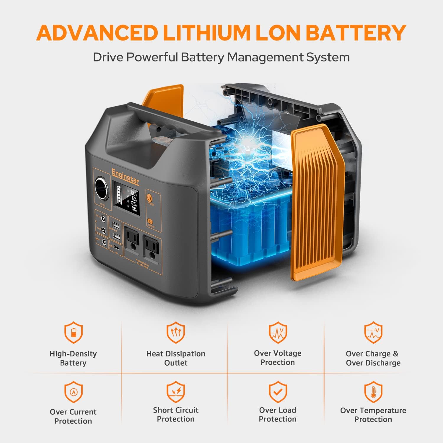 EnginStar 300W Solar Generator with 60W Solar Panel and 300W Carrying Bag 80000mAh Portable Power Station with AC Outlet for Outdoors Camping Emergency Use