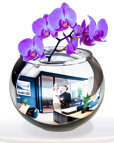Skywin Convex Mirror Vase Silver Cubicle Decorations - 8 Inch Multipurpose Cubicle Mirror, Desk Mirror to See Behind You - Aesthetic Office Cubicle Accessories, Office Cubicle Decor Organizer