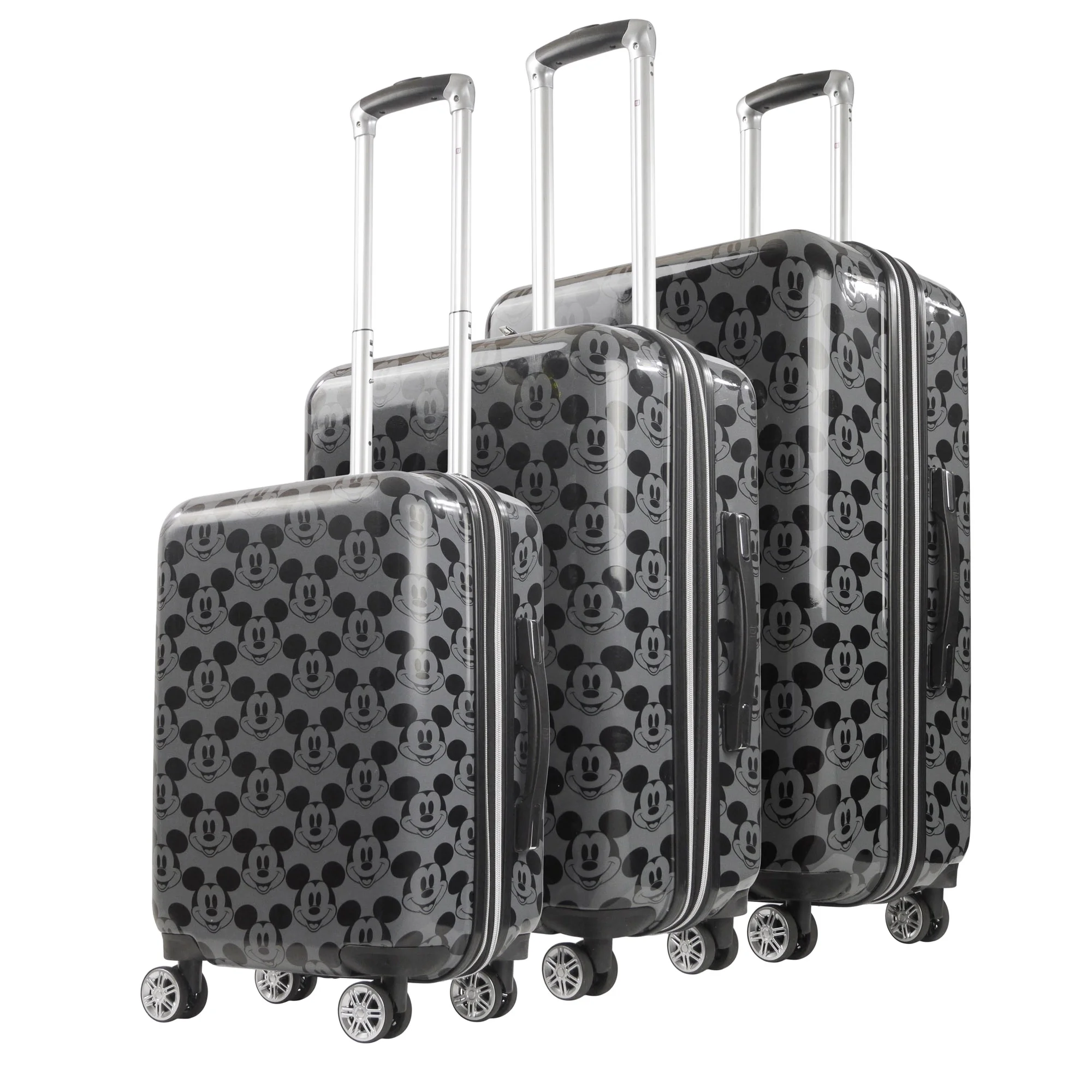Disney Mickey Mouse All Over Print, 3 pcs Spinner luggage set, Charcoal.