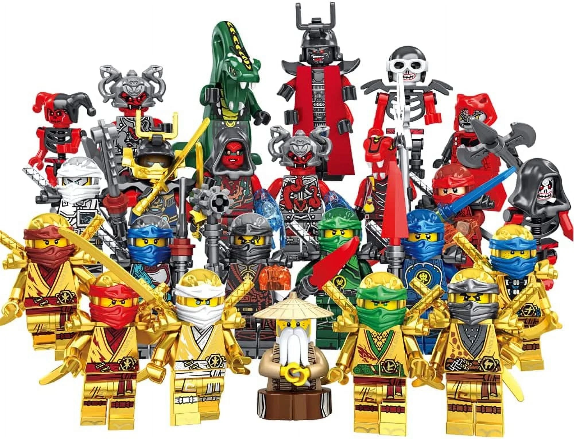 Ninjago 24 Minifigures Set Serpentine Kai Jay Sensei Wu Master Custom Building Blocks Toys - Curated Treasures Market