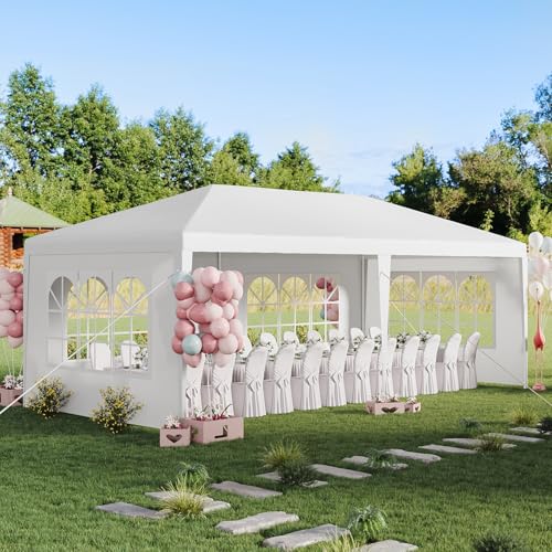 10x30 Party Tent with 8 Removable Sidewalls, Waterproof White Canopy Tent for Weddings, Backyard Gatherings, and Outdoor Events