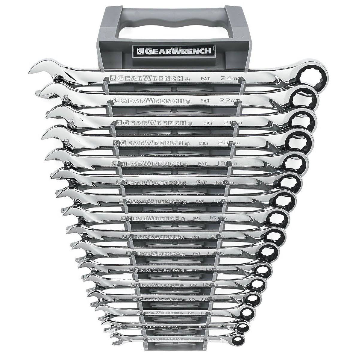 GearWrench 85099 16 Piece Metric XL Ratcheting Combination Wrench Set