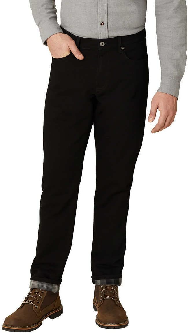 Eddie Bauer Flannel Lined Denim Straight Pants (as1, Waist_Inseam, Numeric_40, Numeric_34, Black)