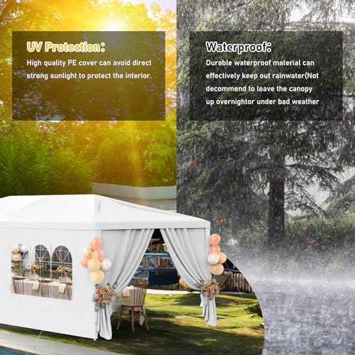 Party Tent 10x30 Outdoor Wedding White Tents for Parties, Heavy Duty Canopy Event Tents for Parties Gazebo Shelter with 7 Removable Sidewalls Waterproof Party Wedding BBQ Events Tent Shelter