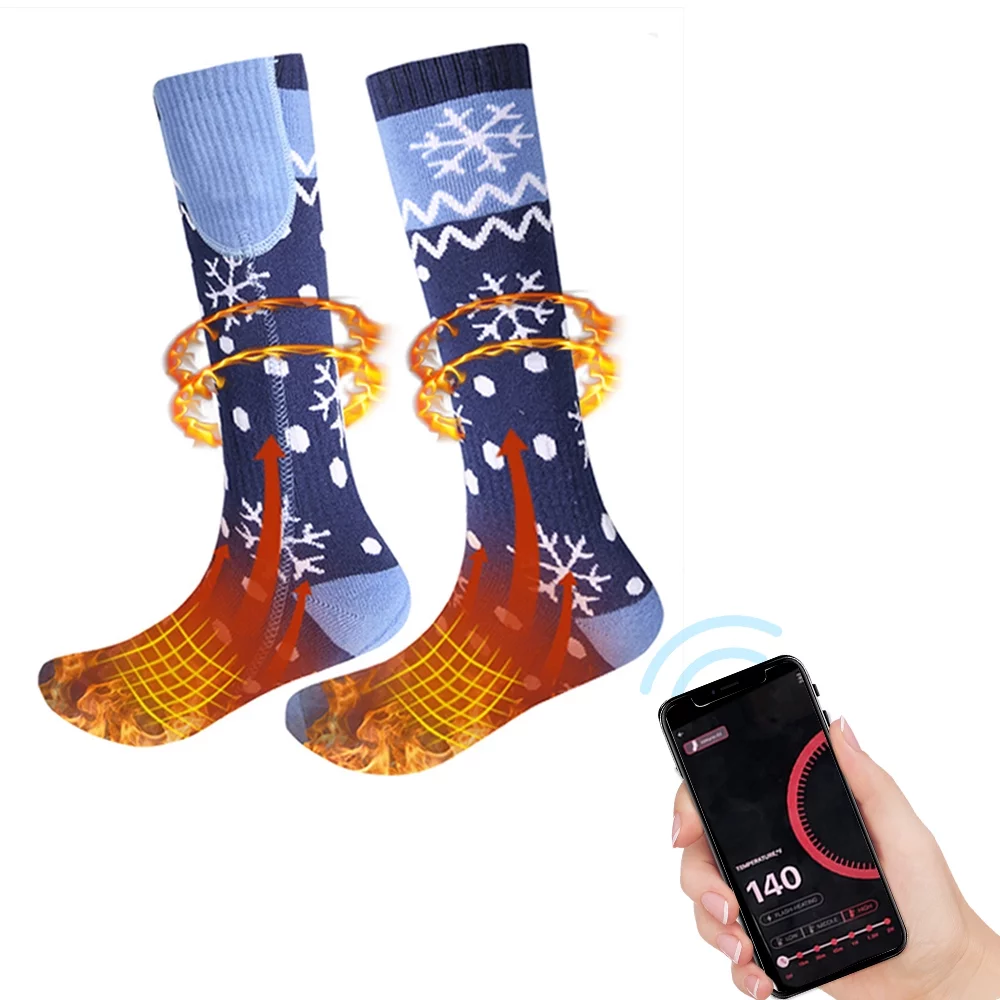 5000mAh Rechargeable Heated Socks for Men Women,Washable Electric Thermal Warming Socks with APP Remote Control for Hunting Winter Skiing Outdoors