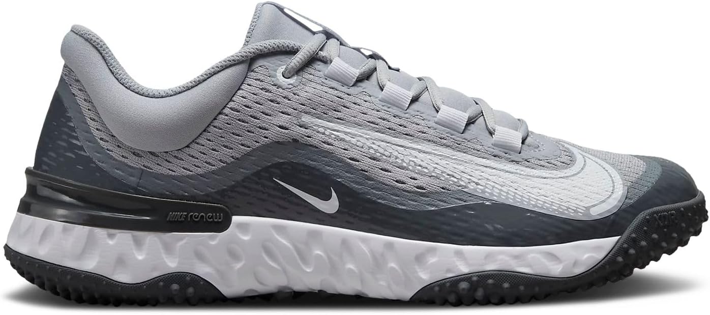 Nike Men's Alpha Huarache Elite 4 Baseball Turf Shoes, Grey/White, 10.5 M US