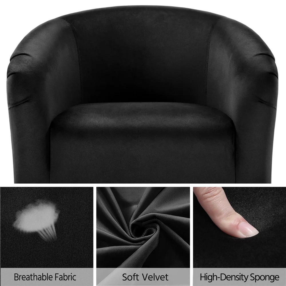 Alden Design Barrel Accent Chair, Black Velvet