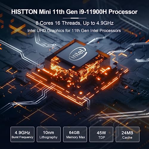 Mini PC Windows 11 Pro, Core i9-11900H(8 Cores 16 Threads, Up to 4.9GHz) 64GB DDR4 1TB NVME SSD Wi-Fi 5/BT4.2/4K Triple Display DP/HD/Type-C Mini Desktop Computer Small PC for Business Home