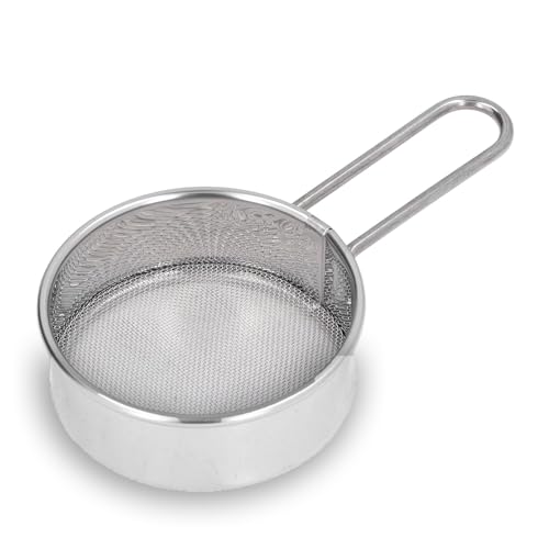 Stainless Steel Flour Sifter with Handle, Stainless Steel Round Sifter for Baking, Flour Sieve, Durable Powder Sieve Fine Mesh Handheld Filter Spoon Baking Cooking Tools for Kitchen