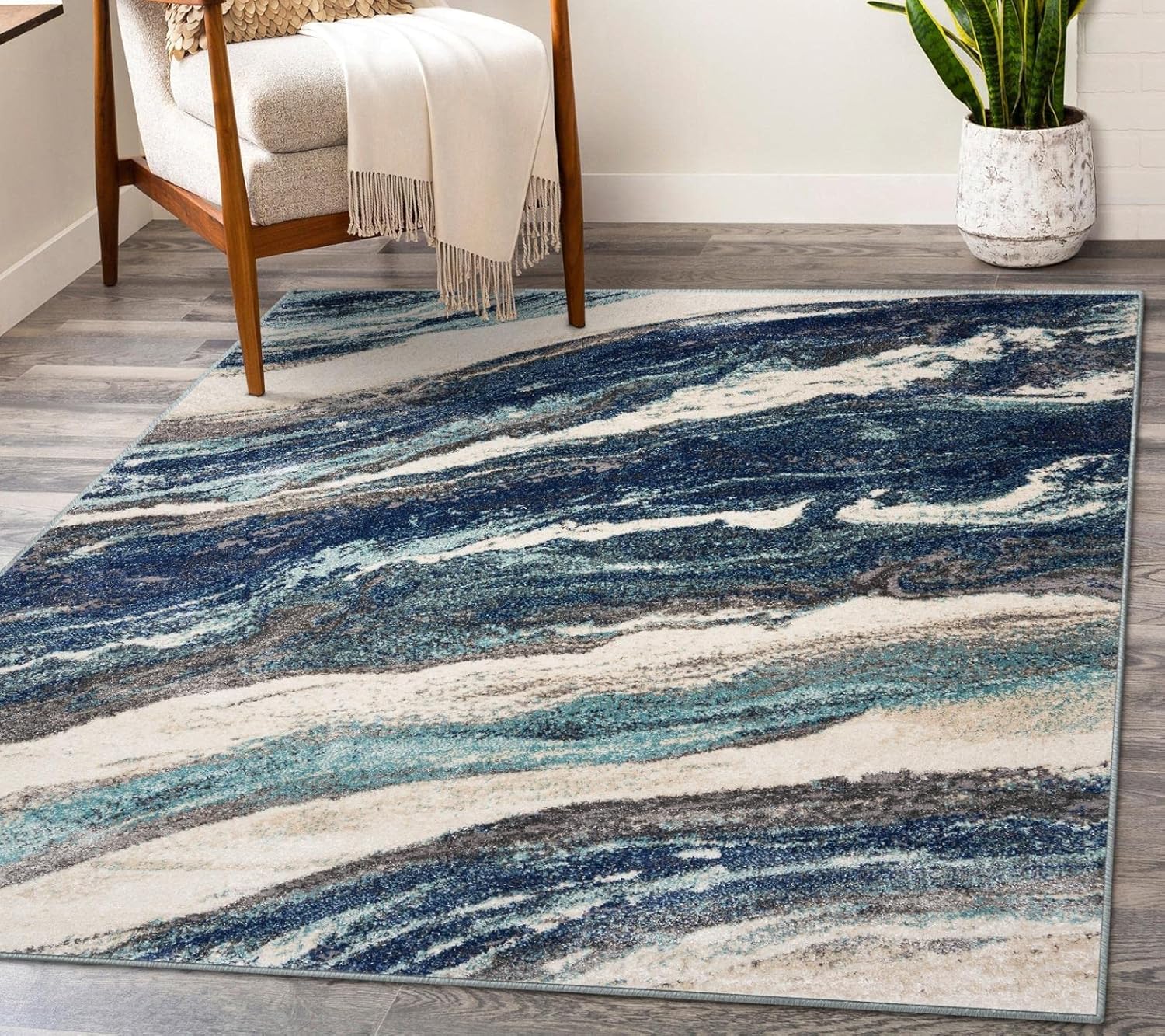 LUXE WEAVERS Lagos Collection 7983 Blue 8x10 Art Deco Area Rug