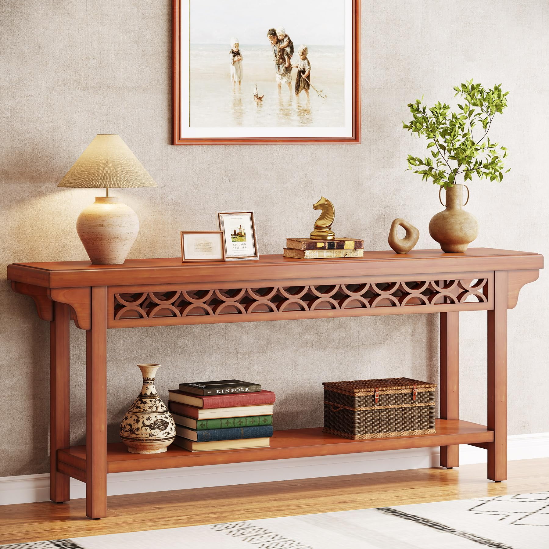 Tribesigns 70.8 inch Solid Wood Long Console Table, Farmhouse Entryway Table Sofa Table for Living Room Hallway - Radiant Selections