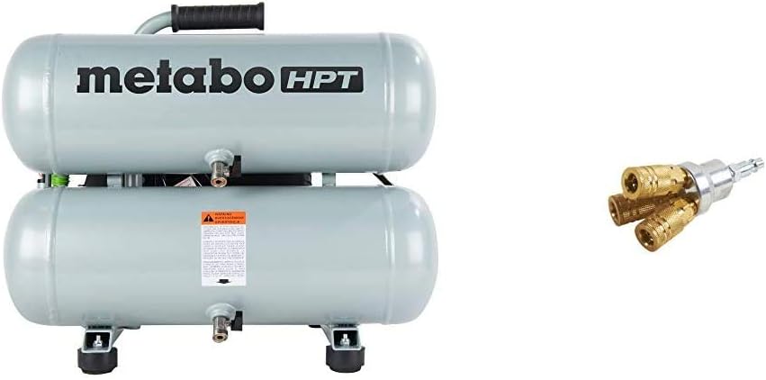 Metabo HPT Air Compressor, 4-Gallon, Electric, Twin Stack, Portable, Cast Iron, Oil Lubricated Pump, 135 PSI, 1-Year Warranty (EC99S)