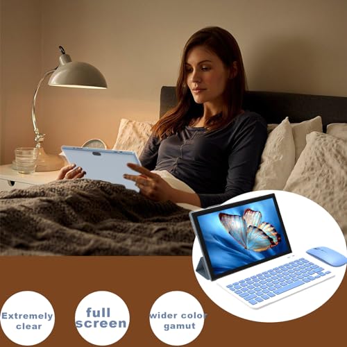 Tablet 2 in 1 Tablets 10 inch Android 14 Tablet Set with Keyboard Case Mouse Stylus Film, 8GB+64GB Tablets 10.1