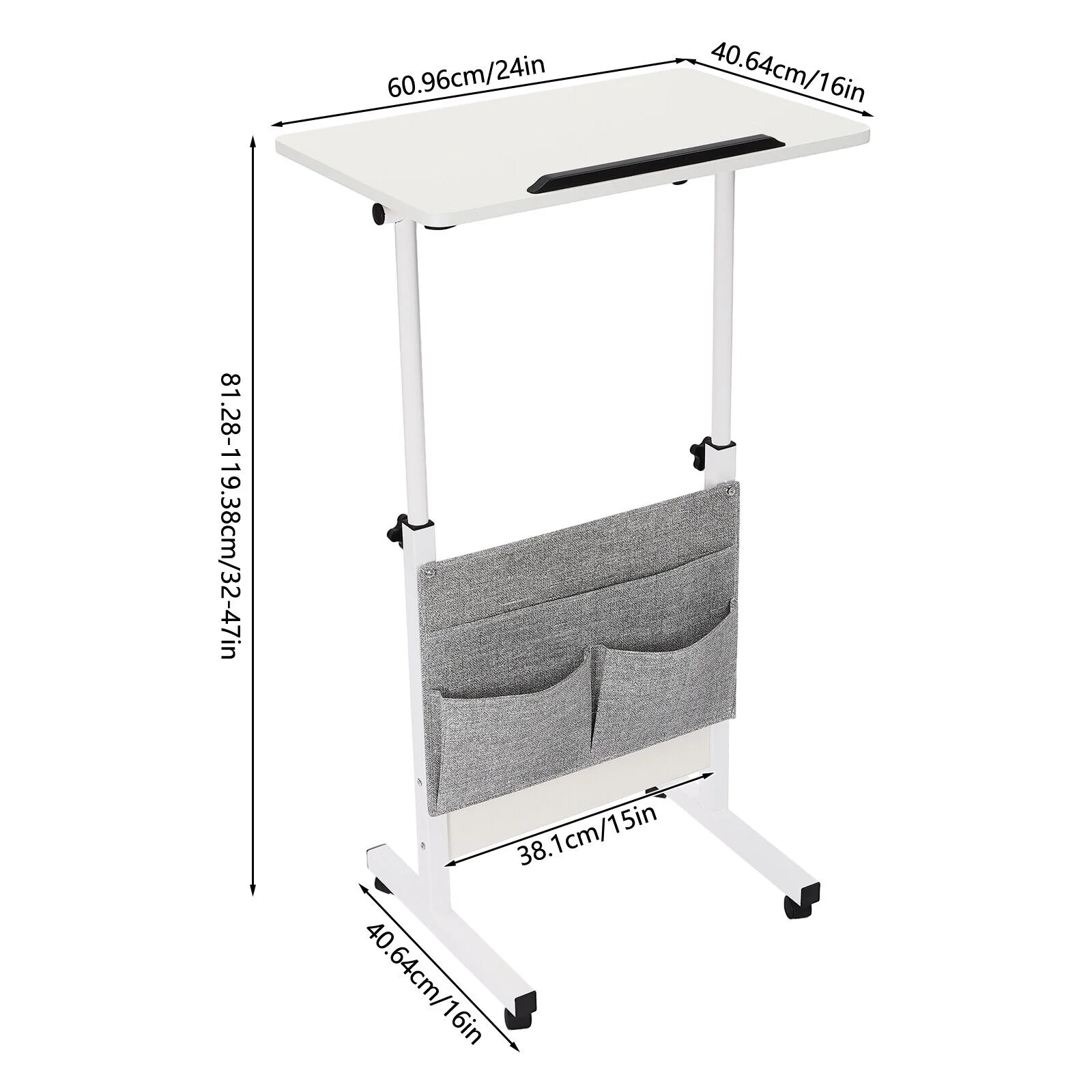 Portable Workstation[Rolling Swivel Laptop Deak]Stand up Adjustable Height Table