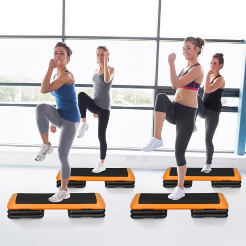 Adjustable Workout Aerobic Stepper, Exercise Step Platform Trainer with 4 Risers,Non-Slip Surface for Home Gym Workout Training