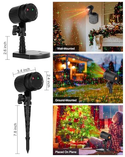 Christmas Projector Laser Lights Outdoor Red and Green Starry Projection Light 3 Working Modes Waterproof Plug in Mountable Landscape Lights for Holiday Xmas Indoor Party New Year Decoration Show