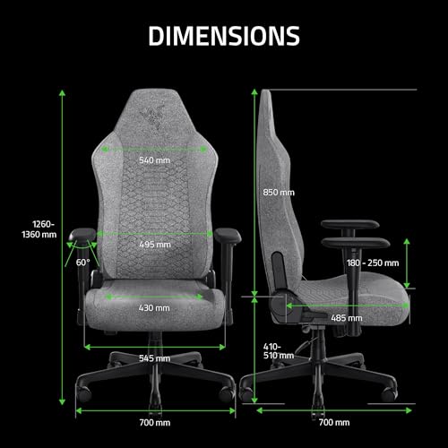 Razer Iskur V2 X Ergonomic Gaming Chair: Built-in Lumbar Support - Widened Seat Base - High Density Foam Cushions - Adjustable 152 Degree Recline - 2D Armrests - Plush Fabric Finish - Black