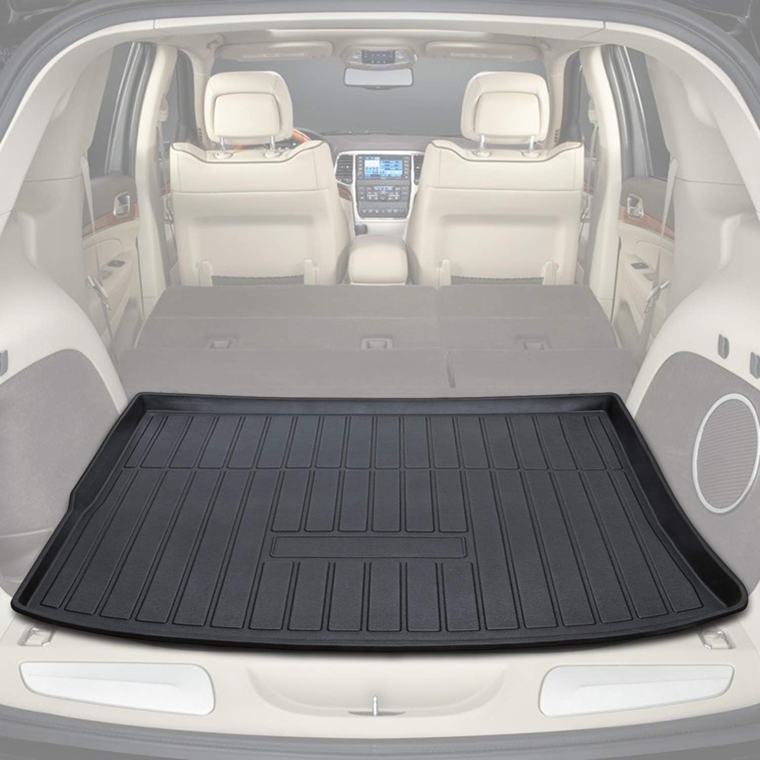 CUMART Rear Cargo Mat Liner Trunk Tray Floor Waterproof Protector Protection Compatible with Jeep Cherokee 2014 2015 2016 2017 2018 2019 2020