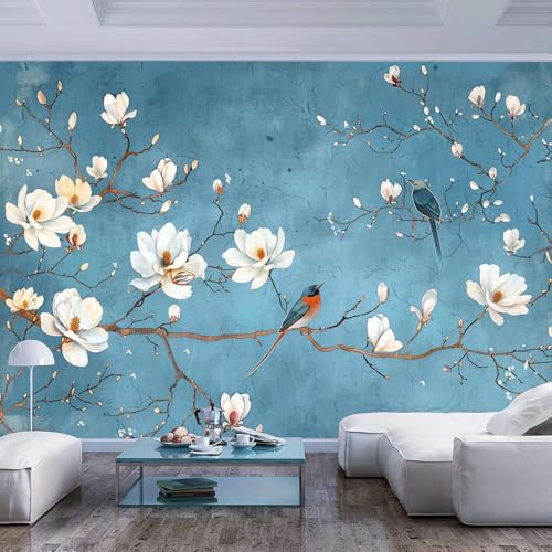Wall Mural Photo Wallpaper Nordic Flowers Birds Simple Beige Large Sticker Wall Decor Print Picture Design Art for Walls Living Room Bedroom TV Background Kids Room