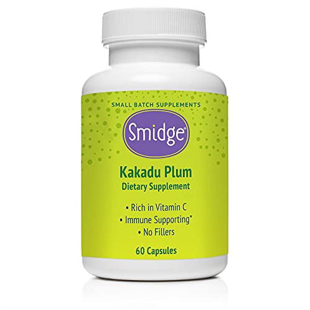 Smidge® Kakadu Plum Capsules, 60 ct. Pure, Non-GMO Vitamin C from Australian Kakadu Plum. No Fillers, No Ascorbic Acid