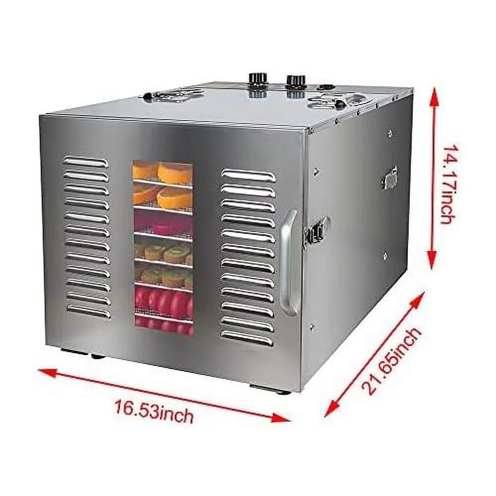 Food Dehydrator,10 Trays Digital Stainless Steel Dehydrator 1000W Meat Dehydrator Jerky Dryer For Food Meat Herbs Fruit Vegetable, Adjustable Time & Temperature Control