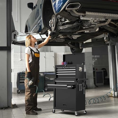8-Drawer High Capacity Rolling Tool Chest,Tool Chest with Wheels,Sliding Metal Tool Box Organizer with Lockable Drawer for Workshop,Garage (BLACK)