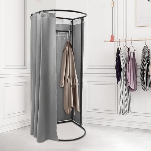Fitting Room Clothing Store with Shading Curtain,Portable Dressing Room,85*80*200cm Temporary Mobile Privacy Protection Changing Room, Foldable Mall Simple Dressing Screen for Office Outdoor (Grey)
