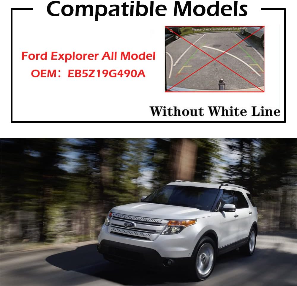 RCRBT Backup Camera Compatible with Ford Explorer (2011-2015) Rear View Reverse Camera OEM Part # EB5Z-19G490-A Pack of 2