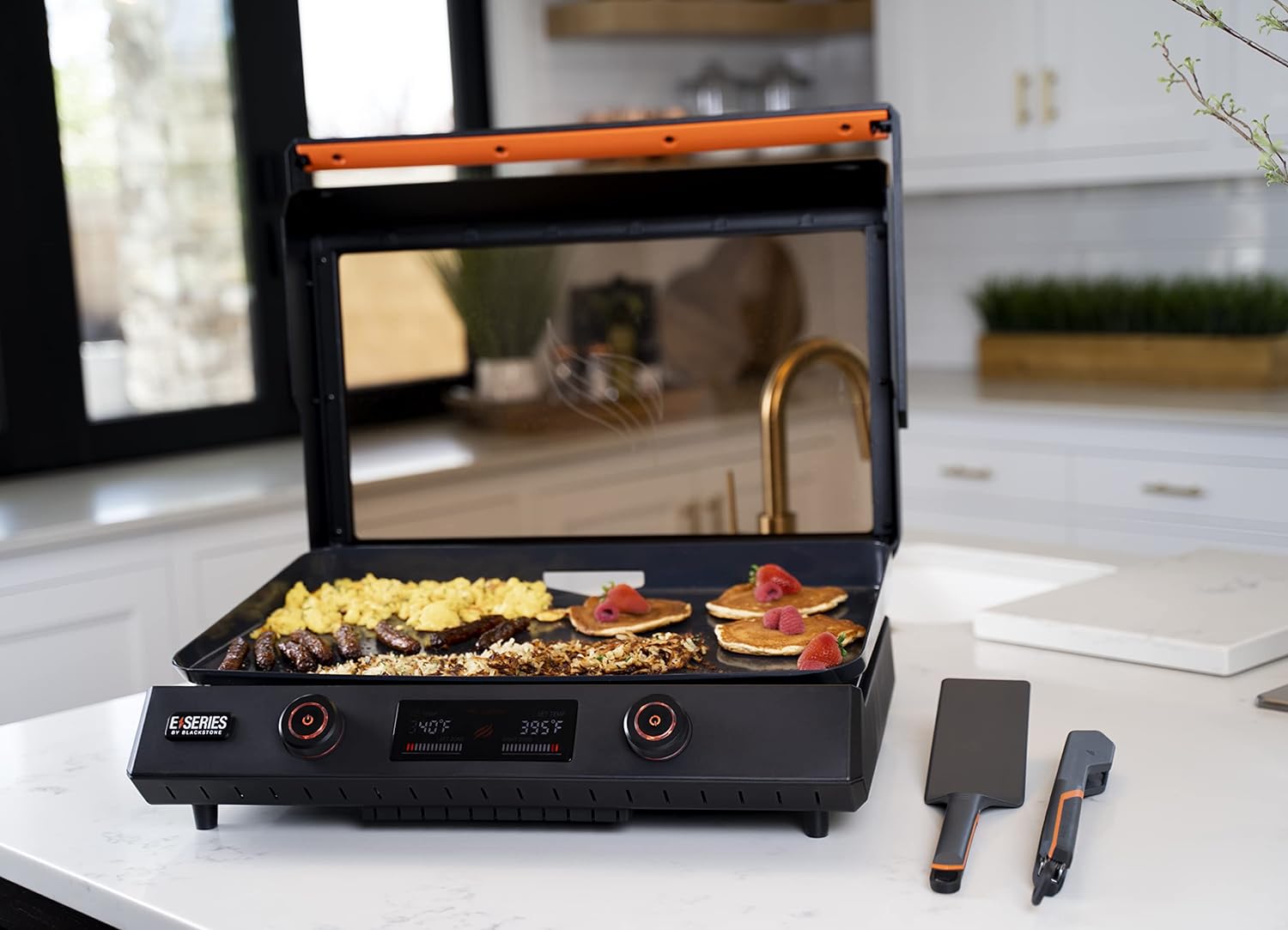 22 Inch Blackstone Electric Griddle Nonstick with Lid, 8001 E-Series Tabletop Large Griddle with Blackstone Griddle Accessories For Indoor and Outdoor Use and Wholesalehome Reusable Gloves and Cloth - Radiant Selections