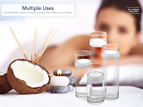 Royal Imports Glass Cylinder Vases SET of 4 Decorative Centerpieces for Home or Wedding by Royal Imports