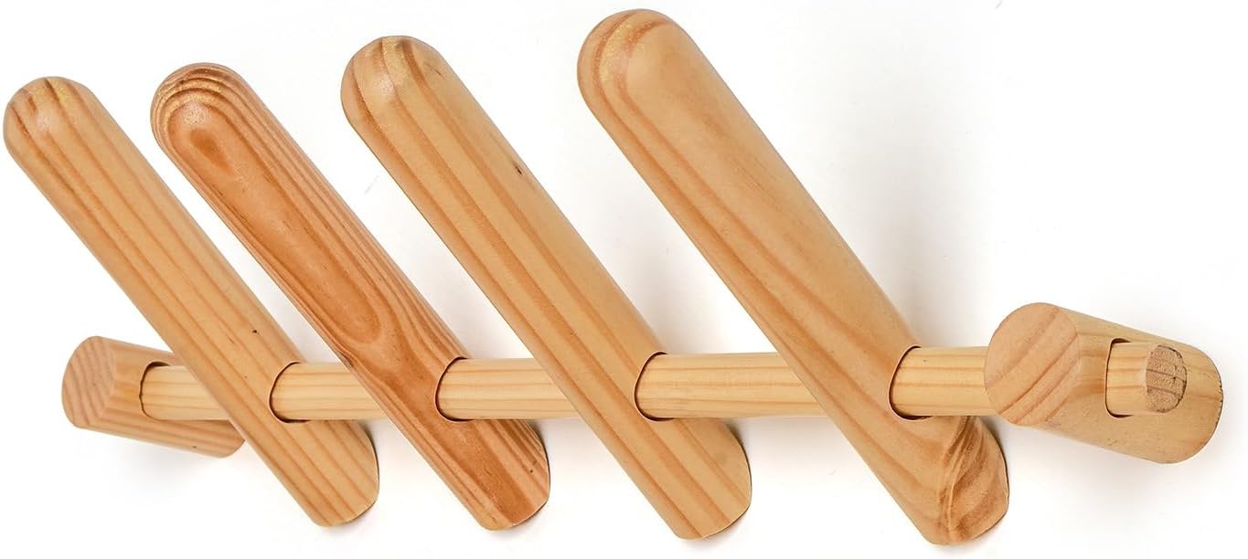 Wooden Wall Mounted Coat Rack,Wall Coat Rack Wood Coat Hooks for Entryway,Bedroom,Bathroom-4 Pegs Wood Wall Hook for Hanging Clothes Robes Towels Hats