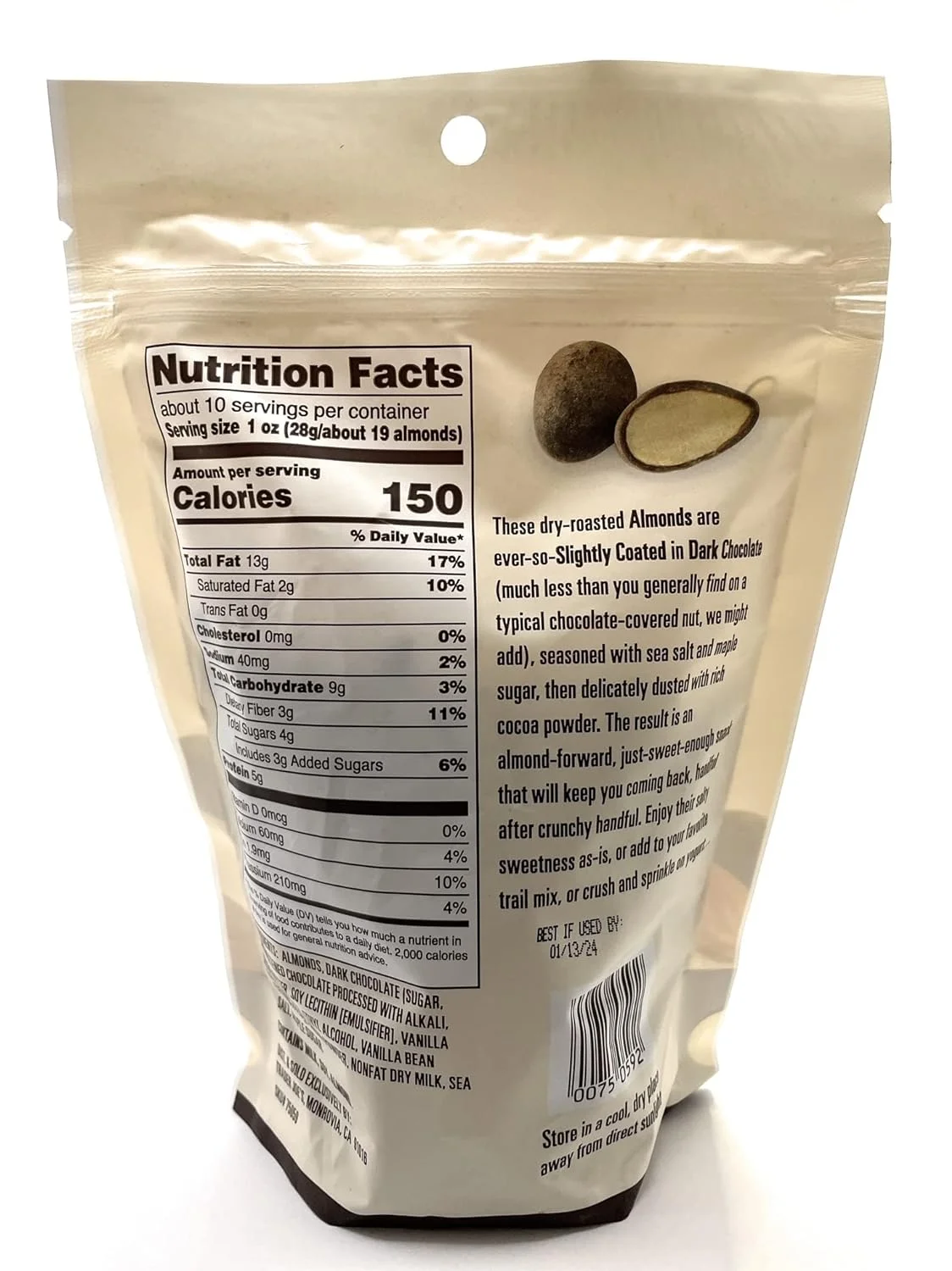 Trader Joe’S Dark Chocolate Almonds Slightly Coated With Dark Chocolate, Cocoa & Sea Salt 10 Oz – (Pack Of 1)