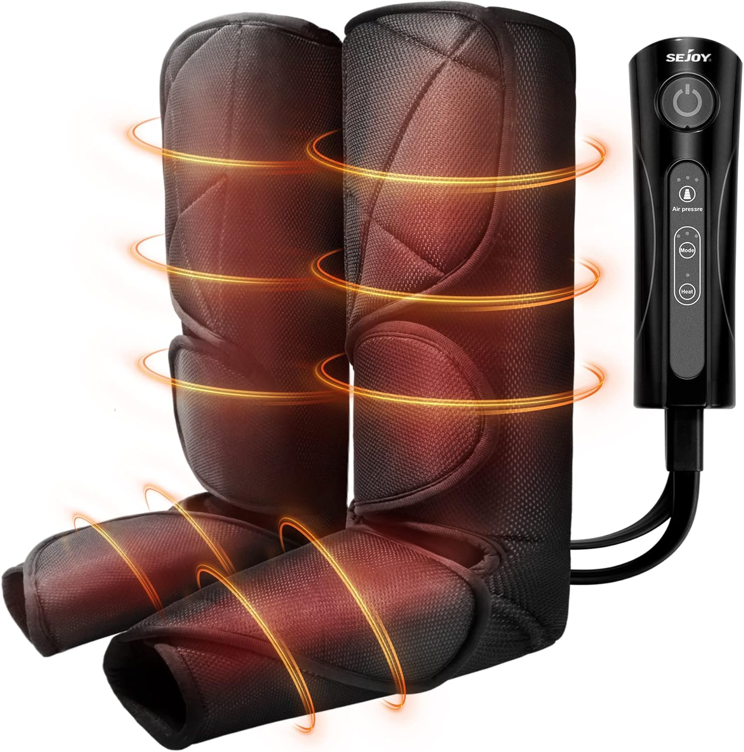 Leg Massager with Air Compression for Circulation and Relaxation with Heat, Foot and Calf Massage Machine with Hand-held Controller-3 Modes 3 Intensities-Adjustable Leg Wraps, Father's Day Gifts