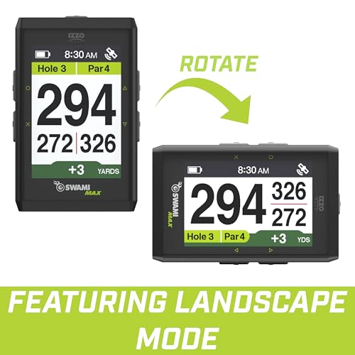 IZZO Golf Swami Max Handheld GPS Unit - Rangefinder Golf GPS with Oversized Large Color Screen for Measuring Golf Distances, Black