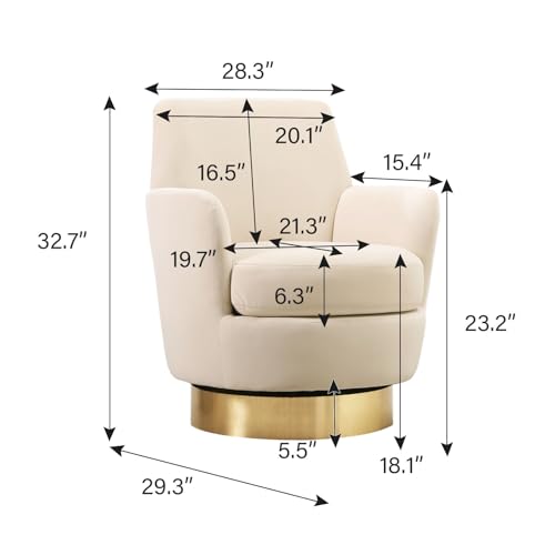Swivel Barrel Chair Set of 2,Modern Velvet Upholstered Round Swivel Accent Chairs with Tall Backrest,360 Degree Single Sofa Chair Armchair for Living Room, Orange
