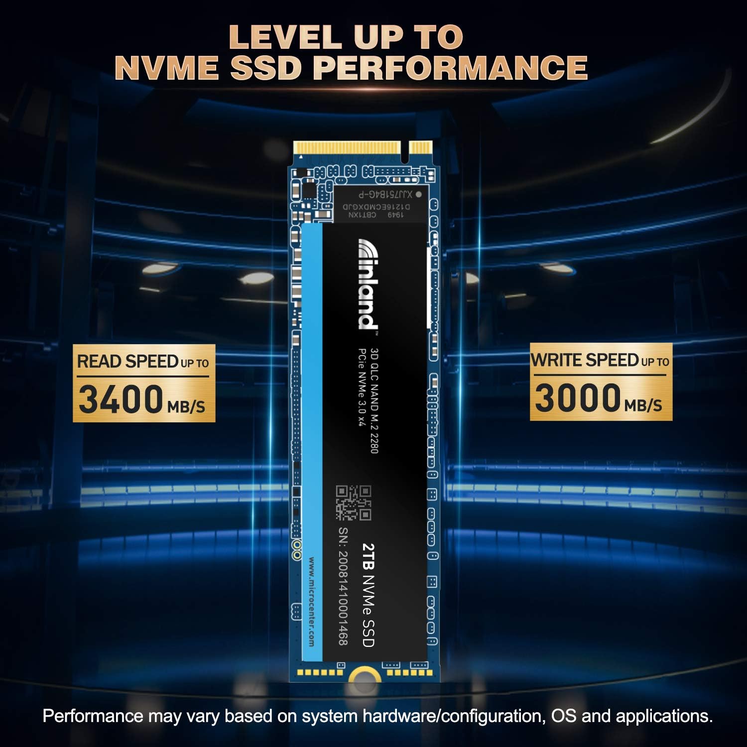 Inland Platinum 2TB SSD NVMe PCIe Gen 3.0x4 M.2 2280 3D NAND Internal Solid State Drive, R/W up to 3,400/3,000 MB/s, PCIe Express 3.1 and NVMe 1.3 Compatible, Utimate Gaming Solutions (2TB)