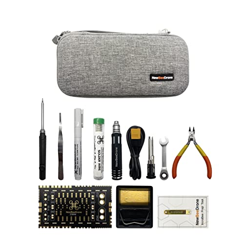 Newbeedrone Portable Drone Tool Kit Set: Come With Soldering Iron Storage Bag Prop Tool Screwdriver AIO Hex Driver Tweezers Cutter Solder Practice Board For FPV Drone FPV Starters RC Car Airplane
