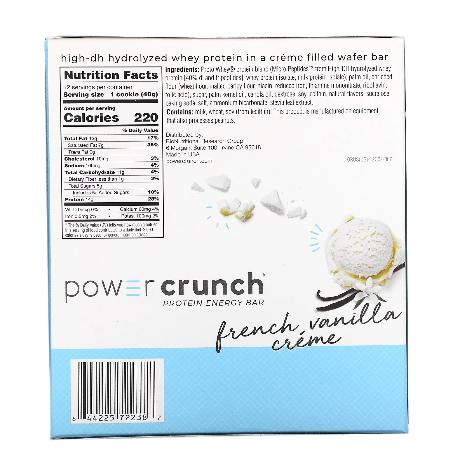 Power Crunch Protein Energy Bar Orignal, French Vanilla Creme, 1.4-Ounce Bar (Pack of 12)