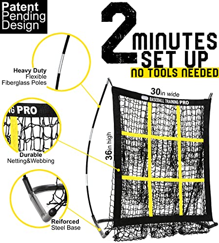Pitching Target Net Pitching Net with Strike Zone Baseball Softball Training Equipment for Youth and Adults |Portable Quick Assembly Design |Carry Bag